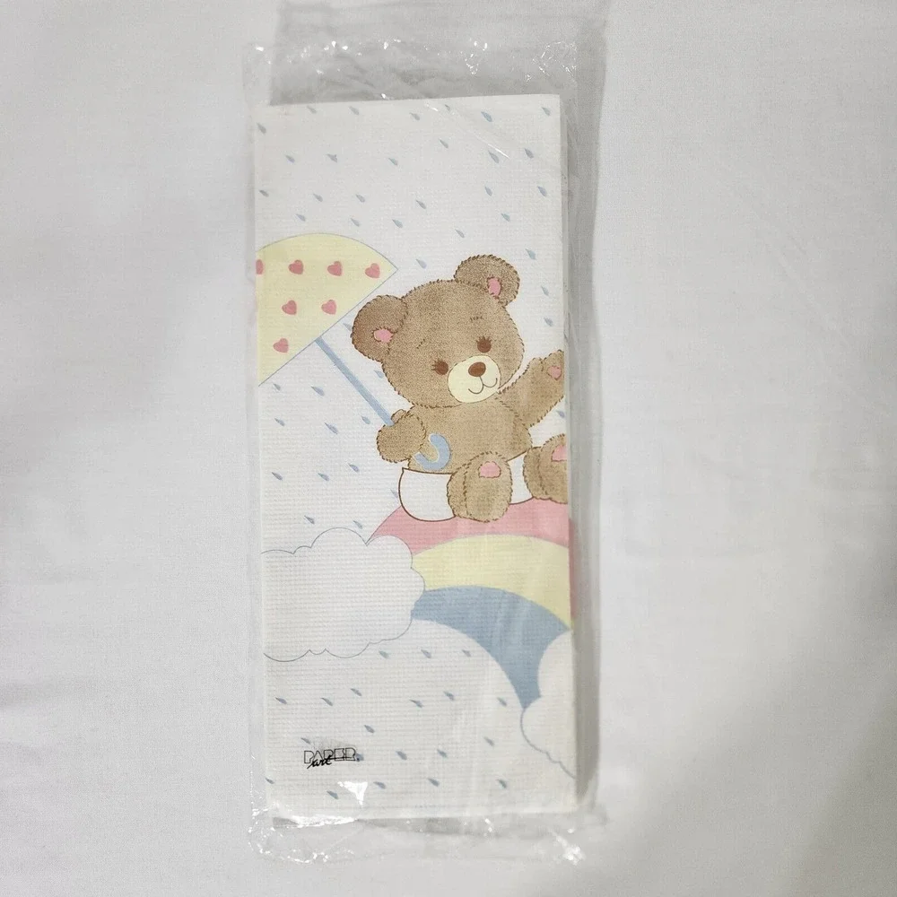 Vintage Paper Art Extra Large Table Cover Rainbow Teddy 54x102